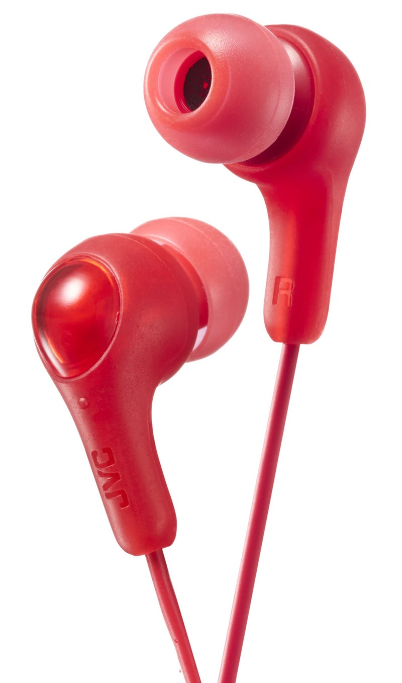 JVC Gumy in Ear Earbud Headphones, Powerful Sound, Comfortable and Secure Fit, Silicone Ear Pieces S/M/L - HAFX7R Red - Image 1